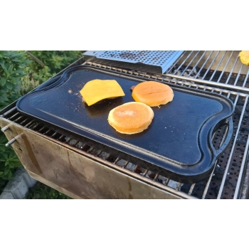 Płyta Żeliwna Dwustronna na Grill, Ruszt Żeliwny do Grilla 51x26 cm, 5,5 kg