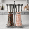 Ręczny młynek do pieprzu i soli ze stojakiem - Zestaw solniczka + pieprzniczka