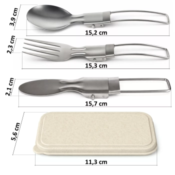 Składane sztućce turystyczne 3w1 (nóż + widelec + łyżka) Niezbędnik w etui