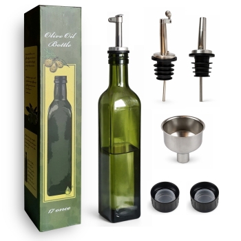 Szklana butelka na oliwę 500 ml z zestawem akcesoriów