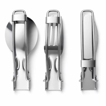 Składane sztućce turystyczne 3w1 (nóż + widelec + łyżka) Niezbędnik w etui