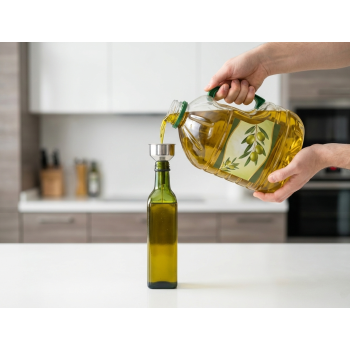 Szklana butelka na oliwę 500 ml z zestawem akcesoriów