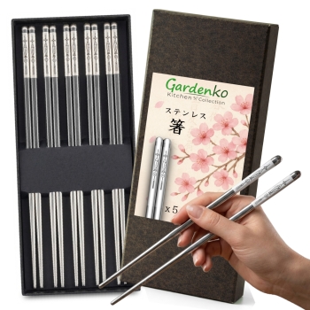 Metalowe pałeczki do sushi 24 cm z Etui - 10 sztuk