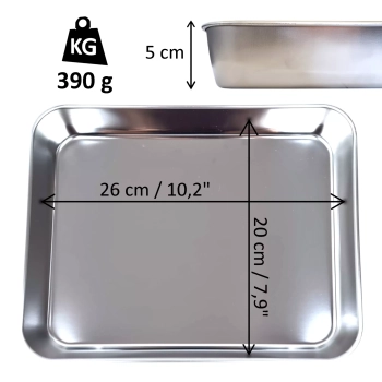 Blacha do pieczenia ze stali nierdzewnej 26x20x5 cm