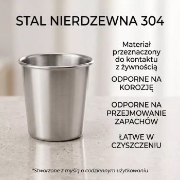 Kubki ze stali nierdzewnej 200 ml - 6 sztuk - Nietłukące, Małe, Lekkie
