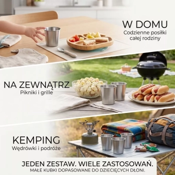 Kubki ze stali nierdzewnej 200 ml - 6 sztuk - Nietłukące, Małe, Lekkie