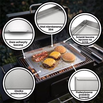 Płyta grillowa do burgerów 39,4 x 29,1 cm - Plancha na grilla ze stali nierdzewnej