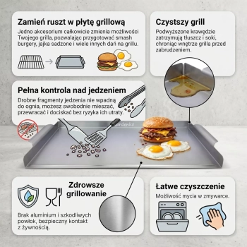 Płyta grillowa do burgerów 39,4 x 29,1 cm - Plancha na grilla ze stali nierdzewnej