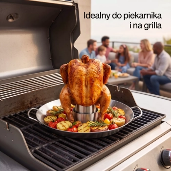 Stojak do pieczenia kurczaka w całości, Uchwyt na całego kurczaka na grilla i do piekarnika