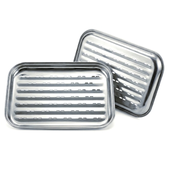 Zestaw Wielorazowa Tacka Do Grilla Ze Stali Nierdzewnej 34,7 x 24,6 cm Gardenko - 2 sztuki