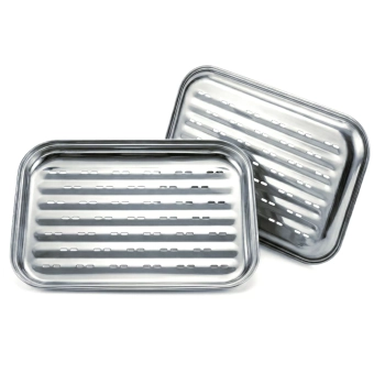 Zestaw Wielorazowa Tacka Do Grilla Ze Stali Nierdzewnej 34,7 x 24,6 cm Gardenko - 2 sztuki