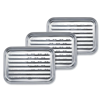 Zestaw Wielorazowa Tacka Do Grilla Ze Stali Nierdzewnej 34,7 x 24,6 cm Gardenko - 3 sztuki