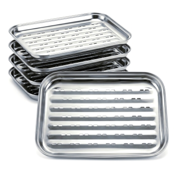 Zestaw Wielorazowa Tacka Do Grilla Ze Stali Nierdzewnej 34,7 x 24,6 cm Gardenko - 5 sztuk
