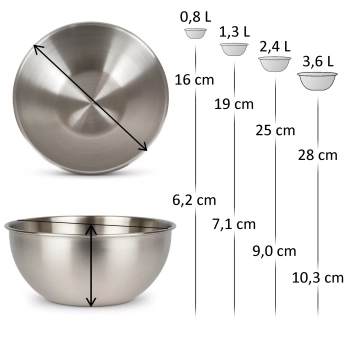 Zestaw Misek kuchennych ze stali nierdzewnej 4 sztuki