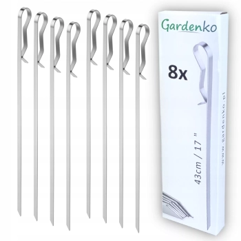 Szpikulce do Szaszłyków na Grilla 43cm - 8szt, Stal nierdzewna