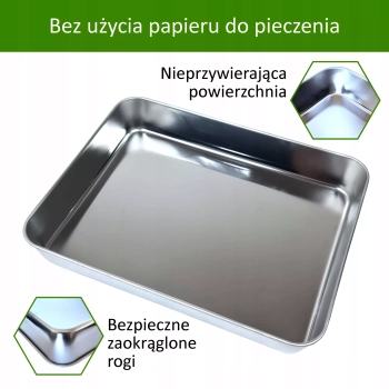 Blacha do pieczenia Taca do ciasta ze Stali nierdzewnej Brytfanna 31x24x5cm
