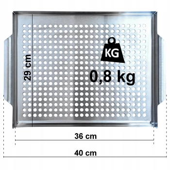 Tacka do grilla 40x29cm Taca do warzyw Płyta grillowa Stal nierdzewna Ruszt