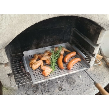 Tacka do grilla 40x29cm Taca do warzyw Płyta grillowa Stal nierdzewna Ruszt